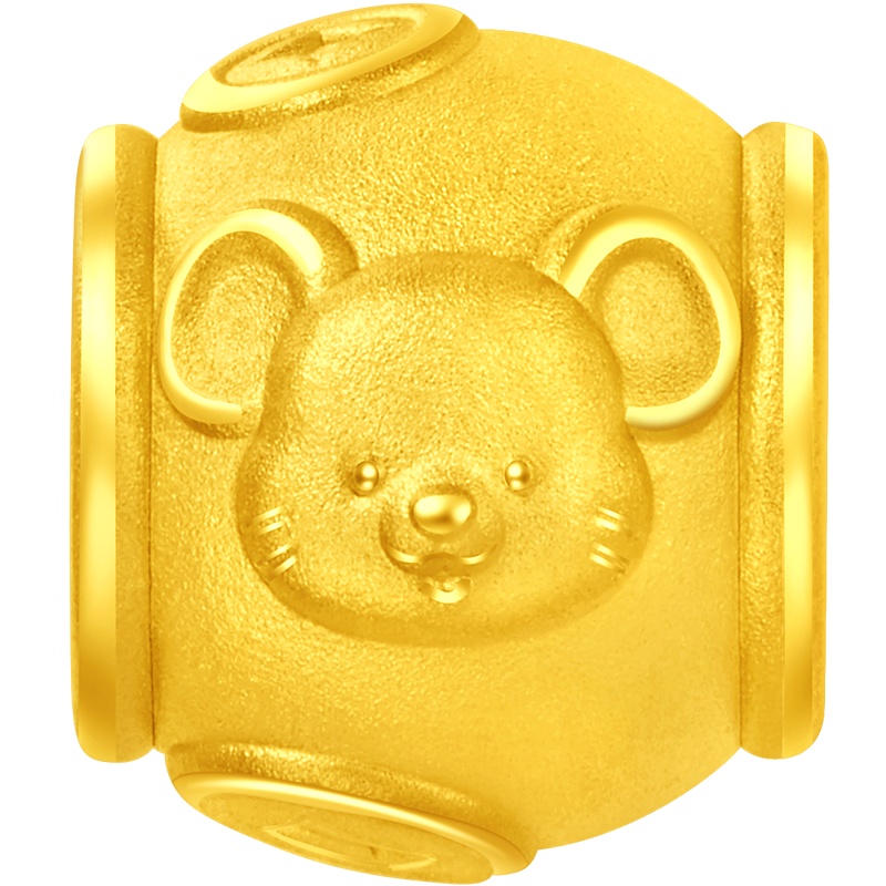 周大福十二生肖鼠金鼠好运转运珠足金金吊坠