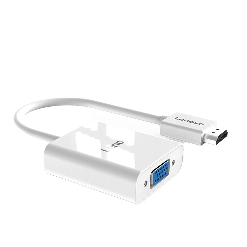联想 H203-W HDMI转VGA转换器 高清视频转接头 带音频接口适配器 笔记本/投影机/显示器 白色