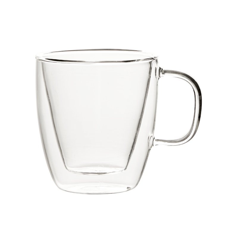 双层隔热玻璃杯把手创意茶杯玻璃杯带盖把手柄透明水杯子茶杯高硼硅玻璃家用办公室