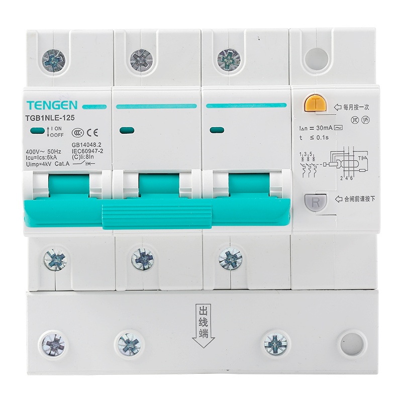 天正电气 TGB1NLE-125 3P C 80A 6KA AC400V 01070210093 微断漏电保护