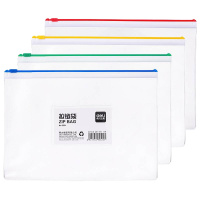 【精选】得力（deli）5524 A5透明防水拉链袋/文件袋/资料档案 12只/包（1包价格）【XC】