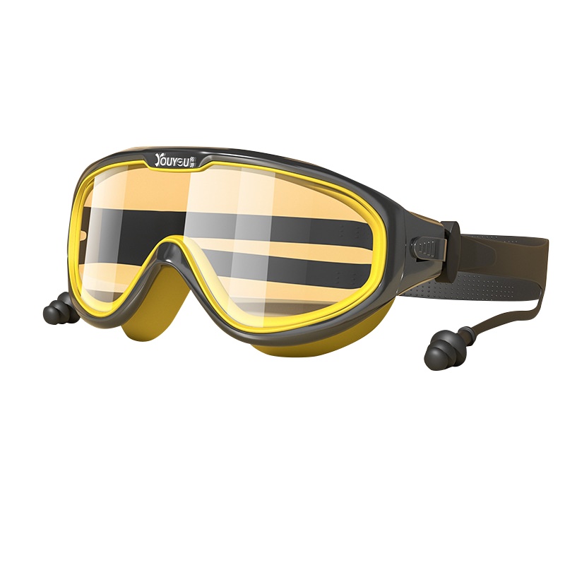 儿童泳镜防水防雾高清游泳眼镜大框成人男女童游泳镜泳帽套装潜水装备