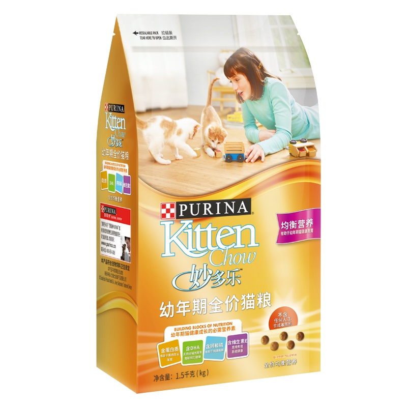 妙多乐幼猫全价猫粮1.5kg幼年期猫干粮3斤