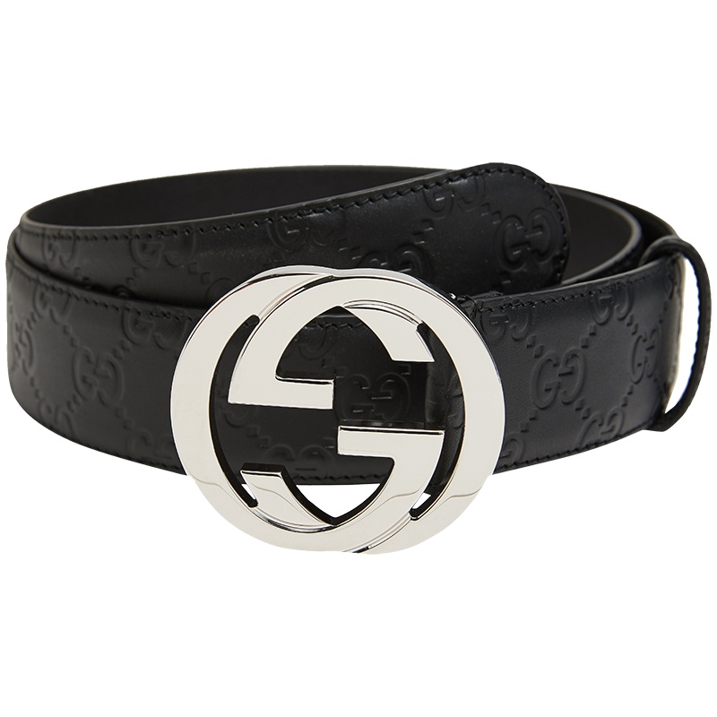 GUCCI 古驰 GUCCI腰带 男士经典双G压纹商务休闲时尚皮带黑色 411924 CWC1N 1000 105