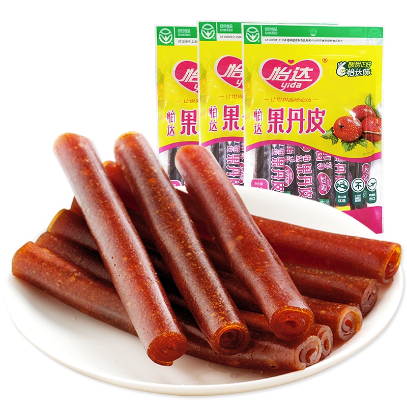 怡达果丹皮200g*3袋 山楂卷蜜饯果糕脯老式零食山楂