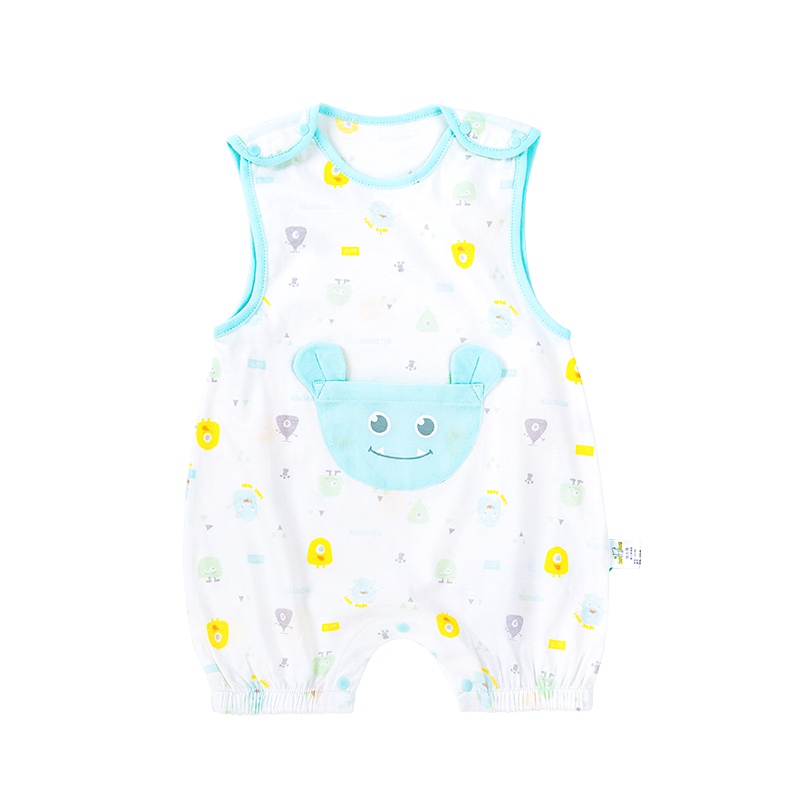 优简（BEST JANE） 优简 新生儿马甲连体衣宝宝春秋婴儿装纯棉舒适无袖肩扣爬服