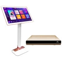 eVideo/视易D60S 21.5英寸触摸屏白色落地架+主机含6TB硬盘 安卓系统KTV点歌机触摸屏家庭卡拉OK点唱机