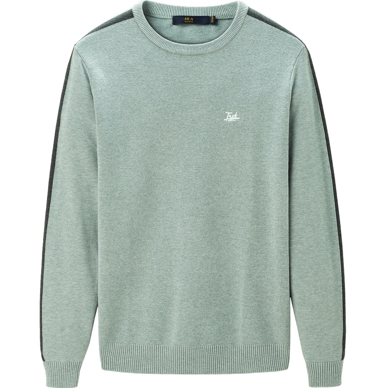 HLA/海澜之家时尚圆领长袖针织衫2019秋季运动感针织衫男