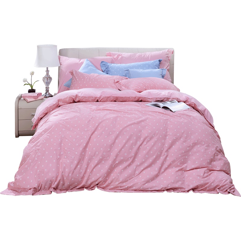 富安娜(FUANNA)家纺 水洗棉套件纯棉四件套全棉床品1.5米套件床上用品1.8米双人床单被套 暖春