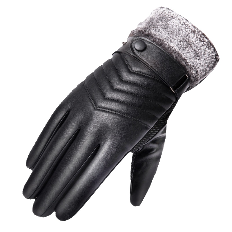 触屏手套男冬季保暖加绒防水防风手套户外骑车开车防滑防水滴皮手套摩托车全指手套