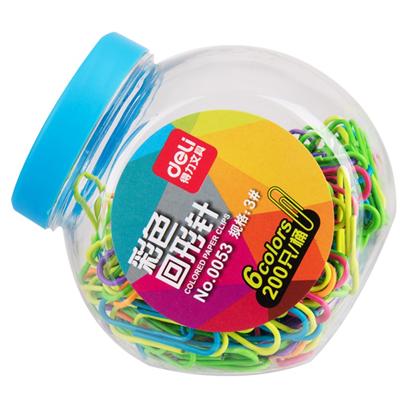 得力(deli)0053彩色回形针200只/筒书签创意可爱糖果色曲别针文具办公学生用品