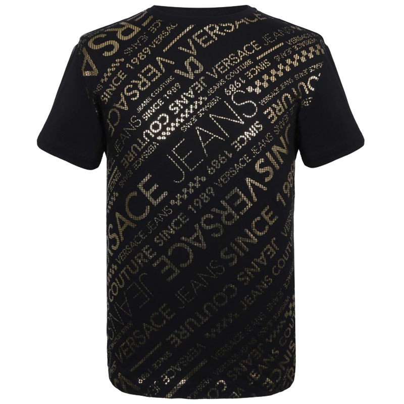 VERSACE JEANS 男士黑色棉质短袖T恤衫B3GTA74A 36591 Y6A