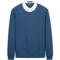 千纸鹤男装假两件上衣2020春季新款韩版套头纯棉双领卫衣男15386