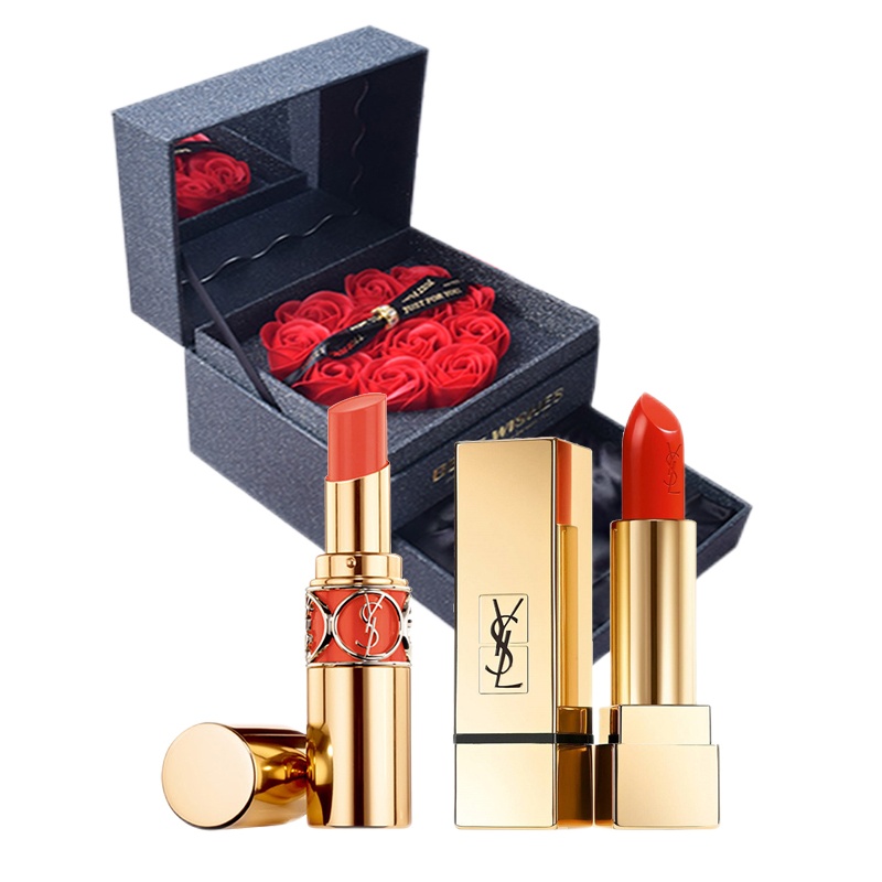 YSL/圣罗兰 新款迷魅唇膏圆管#13+14 一生一世表白口红礼盒装 彩妆套装[送礼优选 高端口红带镜子礼盒装]