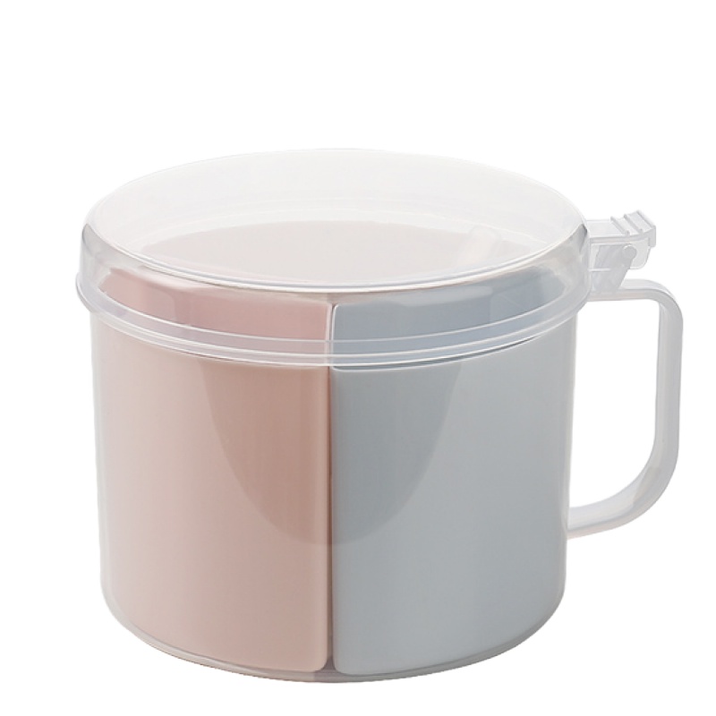 防潮多格组合装调味罐 厨房家用盐味精带勺子防尘可拆洗调料盒 敬平 圆形三格拼色