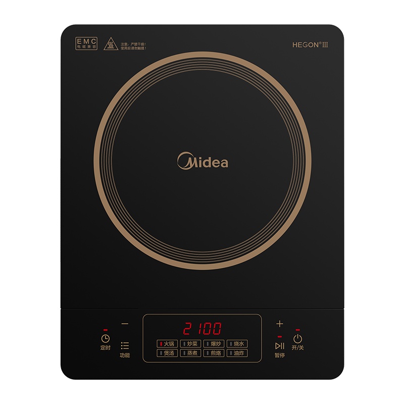 美的(Midea)电磁炉8档火力家用多功能电磁灶爆炒触控式微晶面板大线盘智能电磁炉 C21-Simple103