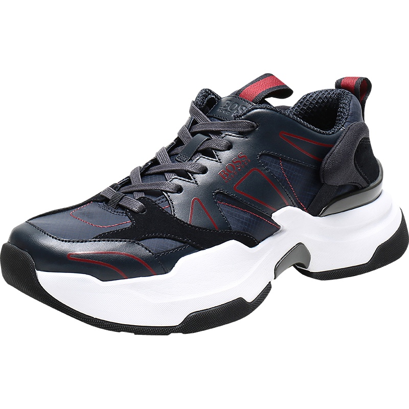 HUGO BOSS 雨果博斯 男士织物配皮系带运动鞋 50422395