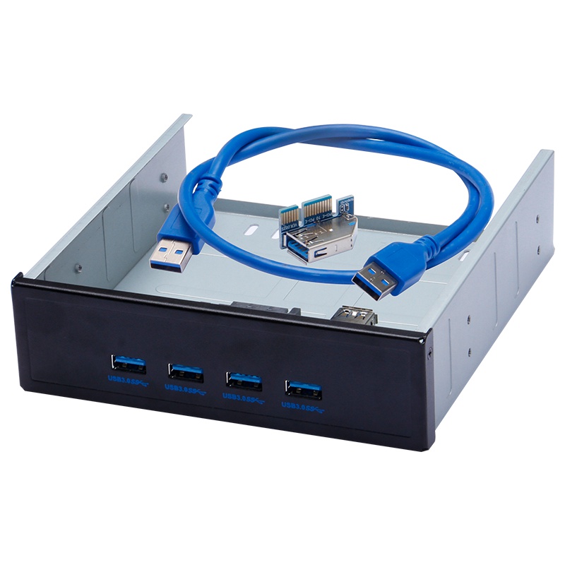 魔羯 MOGE MC2001 光驱位USB3.0四口面板 PCIE转USB3.0扩展卡 转接卡(适用于光驱位5.25“)