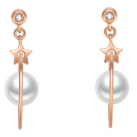 金一国囍18K金淡水珍珠正圆无暇灵动女士珍珠耳饰送妈妈婆婆送女友礼物珠宝首饰(定价)CIF001