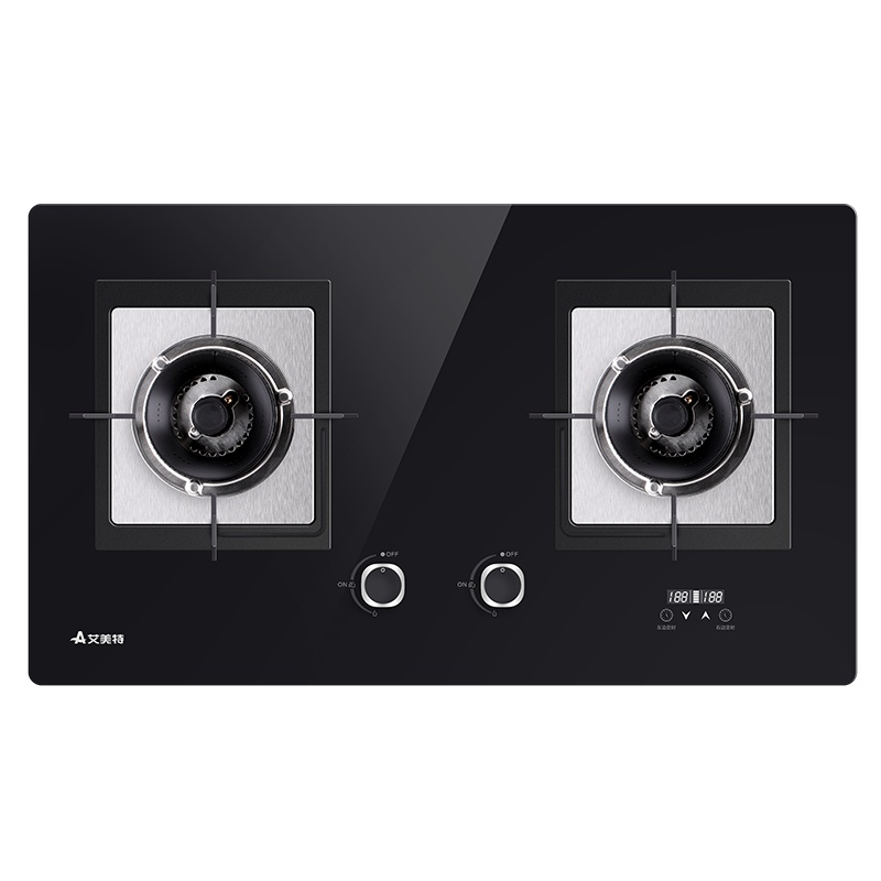 艾美特燃气灶智能定时4.5kw高能大火液化气双眼灶台式嵌入式台嵌两用双灶煤气灶钢化玻璃燃气灶 一级能效(液化气)H2DY