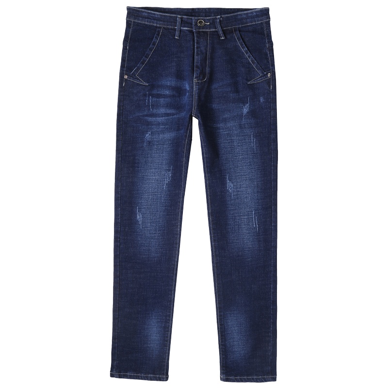 蓝缕金(LANLVJIN)男士牛仔裤秋冬季2021新品面棉弹力修身合体直筒裤青年水洗小直脚长裤韩版休闲男裤子