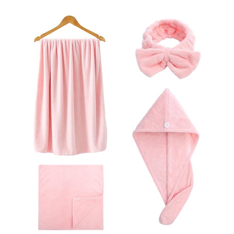 洁丽雅浴巾家用居家吸水速干可爱大毛巾洗澡裹巾四件套