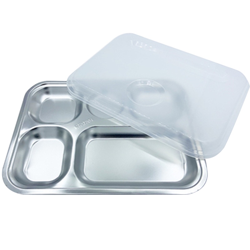 意黛斯(YIDAISI) 不锈钢餐盘 五格 5格 餐盘 304不锈钢餐盘 加厚小5格带盖款 饭盒 环保[10个起售]