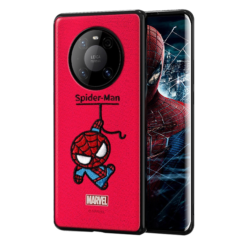 ESCASE 华为mate40pro手机壳huawei保护套全包 硅胶软边防摔刺绣男女同款漫威 红色蜘蛛侠
