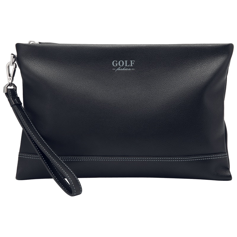 高尔夫GOLF男士手包头层牛皮大容量可装IPAD6多卡位时尚商务可拆卸手腕带