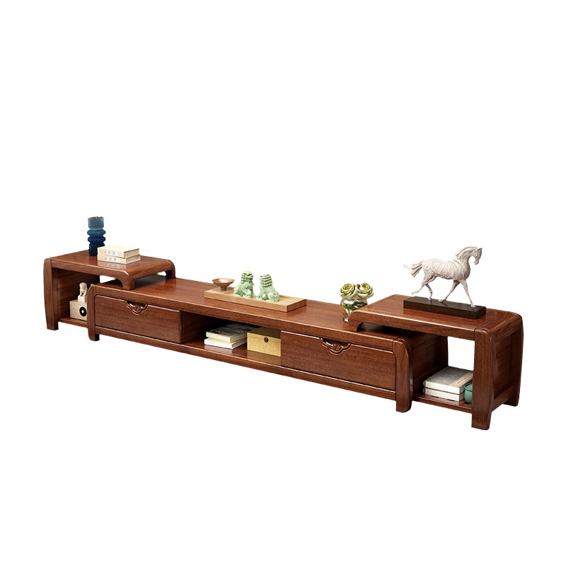 月影梳桐金丝胡桃木实木电视柜现代简约客厅家具新中式可伸缩地柜储物柜