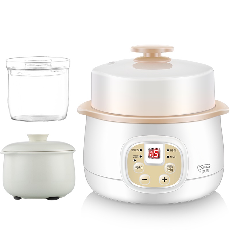 小浣熊(LOTOR )DDZ-8A 电炖盅 燕窝隔水炖陶瓷迷你宝宝煮粥煲汤锅家用全自动电炖锅0.8L