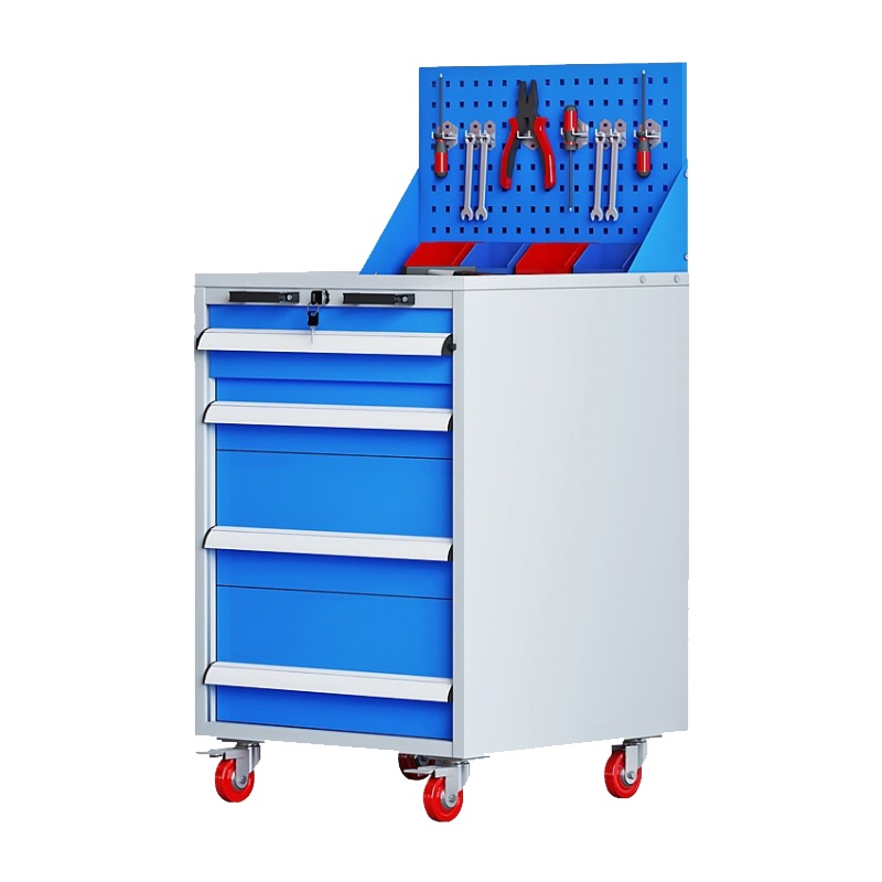 永格重型工具柜车间维修工具车可移动收纳柜可定制蓝灰色四抽 加厚款工具柜