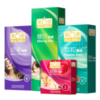 第六感 加量组合装44只 中号 超薄避孕套男用螺纹诱惑+颗粒激点+超滑+平滑情趣持久装安全套0.03