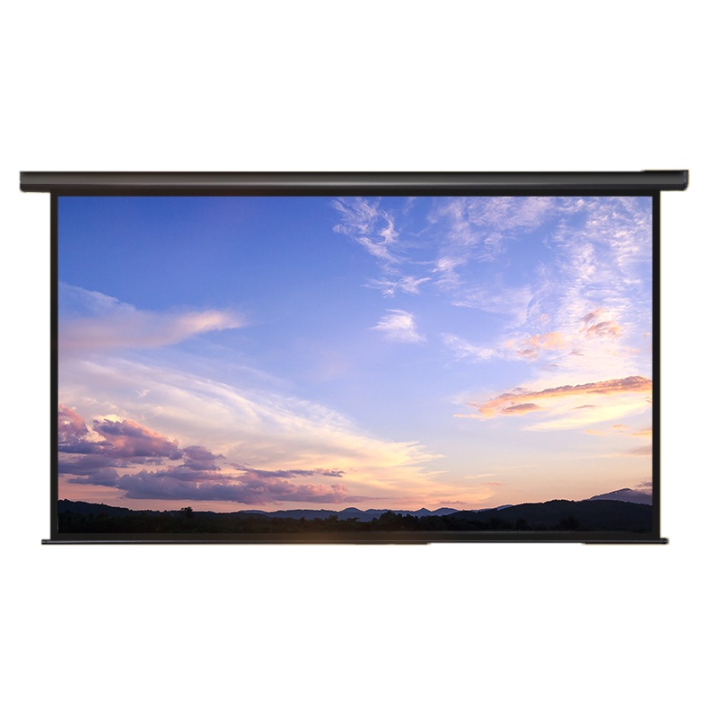 得力(deli)投影仪幕布家用电动幕布抗光高清4K背景墙幕 50450电动遥控投影幕(白玻纤100英寸16:9) 白玻纤