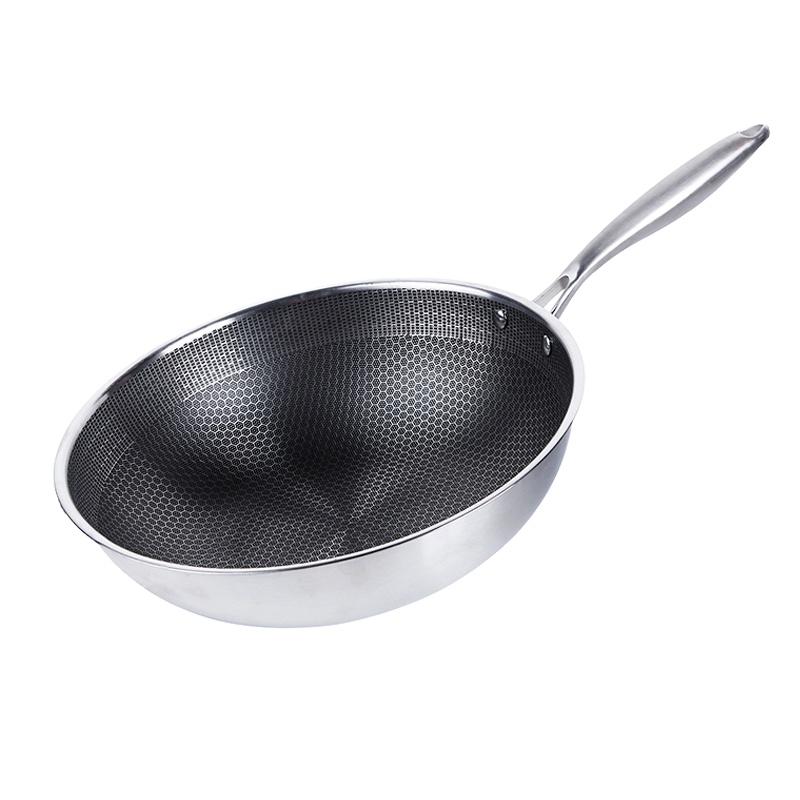 安尚不锈钢大炒锅健康炒菜锅无涂层三层全面屏物理无油烟火粘锅电磁炉燃气灶通用少油烟家用饭店厨具烹饪用具厨房锅具圆锅32CM