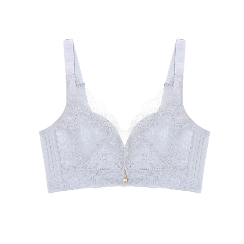 万莎 新款 内衣女无钢圈 防辐射 性感超薄款蕾丝 透气文胸 防震 收副乳