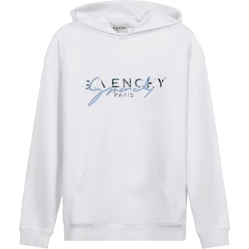 GIVENCHY 纪梵希 女士 棉质 连帽长袖卫衣运动衫白色LOGO刺绣 BWJ01C3Z3Q