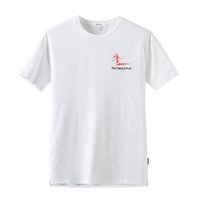 马克华菲短袖T恤男士2019夏季新款时尚撞色印花网式刺绣全棉上衣