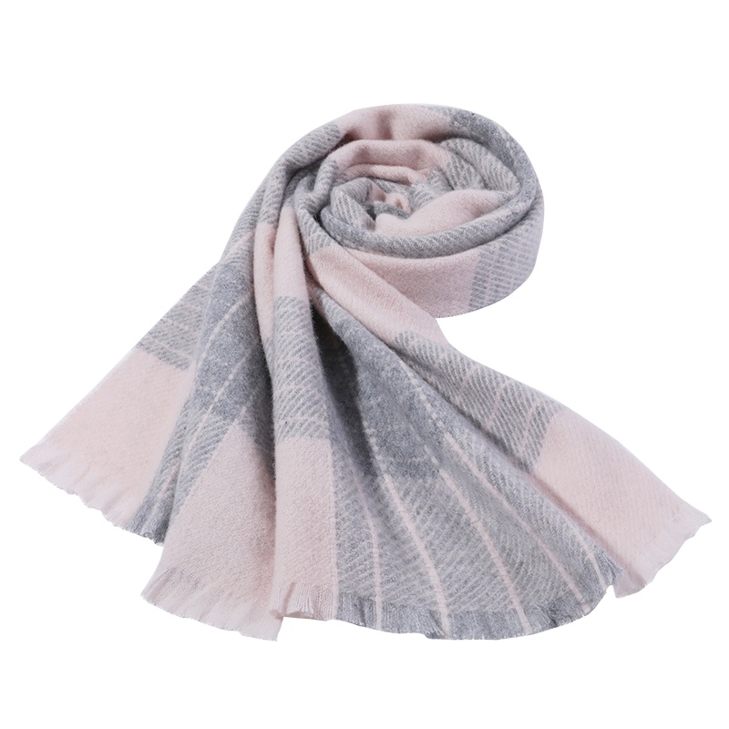 上海故事女围脖加厚保暖秋冬季英伦经典格子百搭白色羊毛羊绒围巾专柜礼盒装