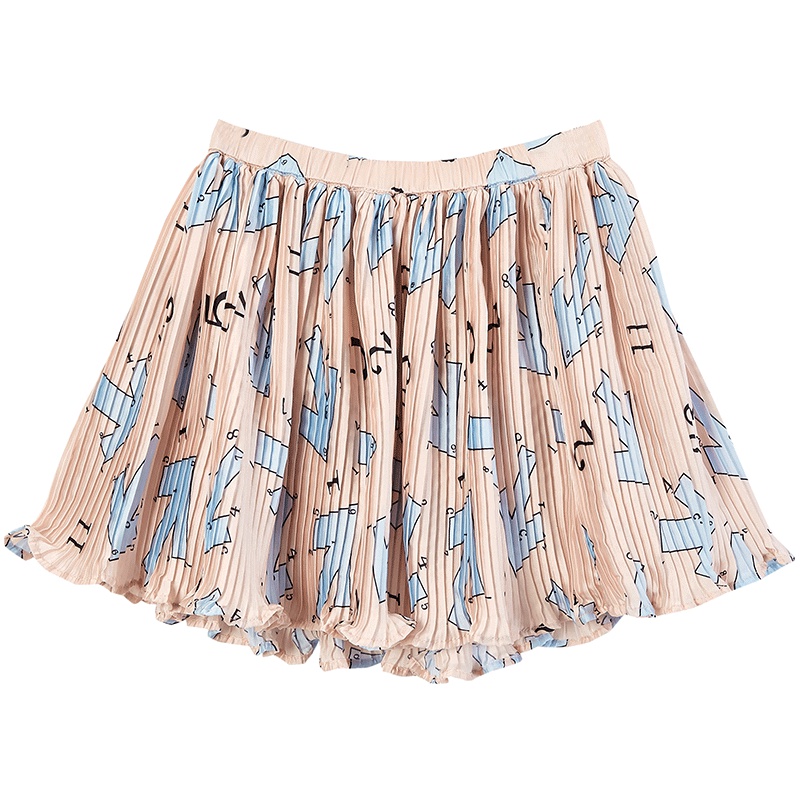 minipeace太平鸟女童半身裙印花短裙百褶裙时尚裙子夏装新款