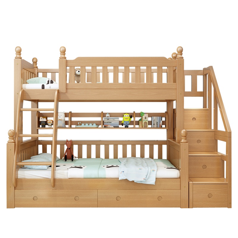 爱家生活 现代简约简易床全实木儿童床子母床上下床双层床高低床榉木质成人床大人床成年床多功能母子床上下铺木床宿舍床双人床
