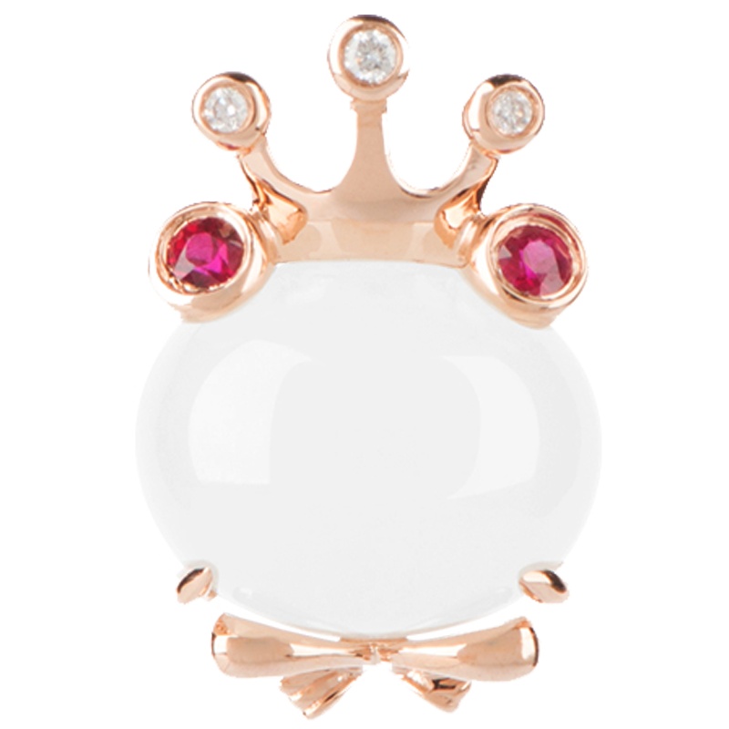 金一18K金动物-青蛙王子女士款和田玉吊坠赠银链（定价）KJDZ153