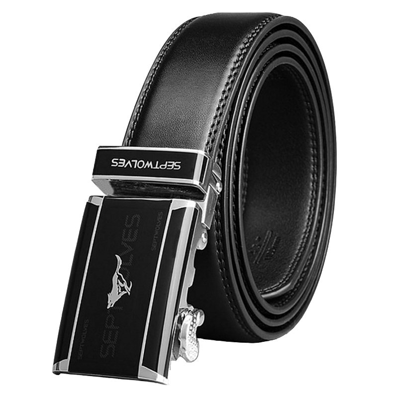 七匹狼(SEPTWOLVES )男式商务皮带 男士真皮腰带 牛皮自动扣皮带