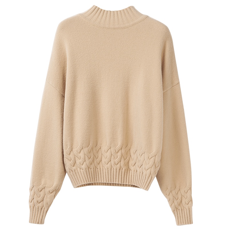 晚白2020秋冬新品时尚通勤娃娃领长袖宽松休闲慵懒常规毛衫针织衫女