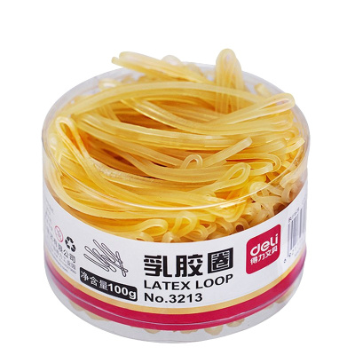 得力(deli)3213橡皮 筋 100g/筒 乳胶圈 橡胶圈 牛皮筋 桶装橡皮筋 皮筋 乳胶圈 发饰圈 办公财务用品