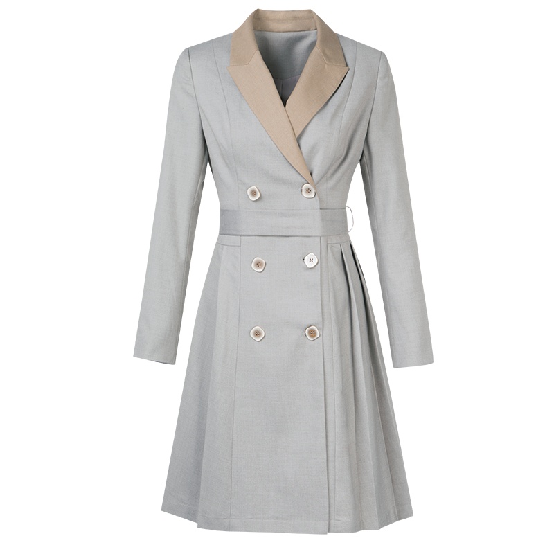 晚白2021春季新品时尚修身显瘦高腰A字通勤西装裙职业连衣裙女