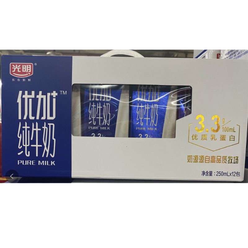 优加纯牛奶 光明 250ml*12包