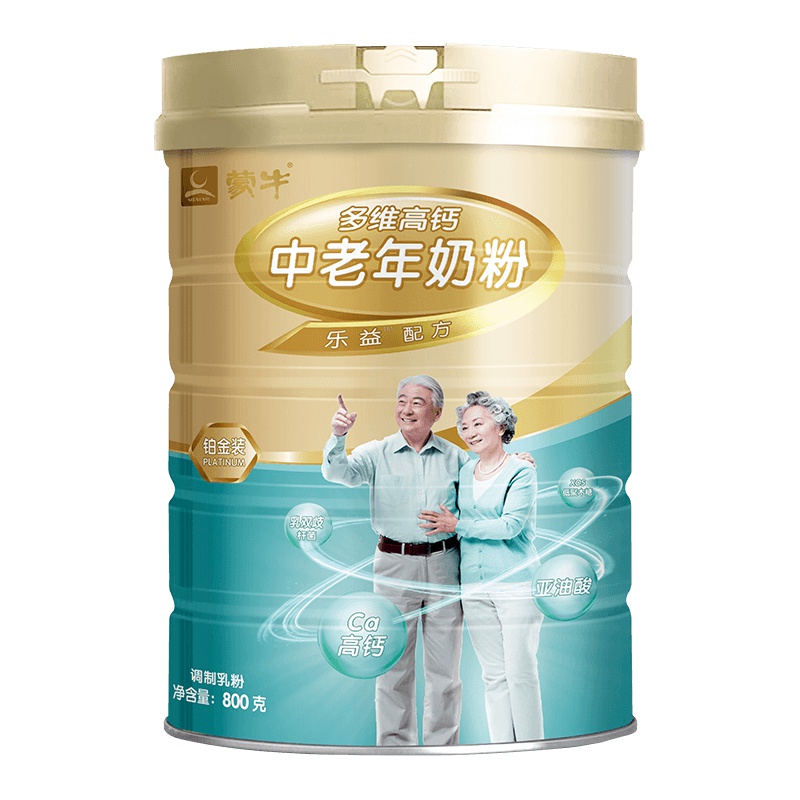 蒙牛(MENGNIU)铂金装中老年多维高钙牛奶粉罐装800g成人冲饮营养早餐强健骨骼
