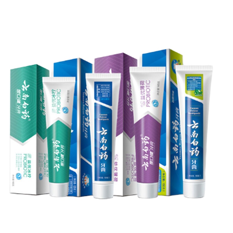 云南白药牙膏4支套装(留兰香型120g+薄荷香型150g+冰柠薄荷105g+激爽薄荷145g)