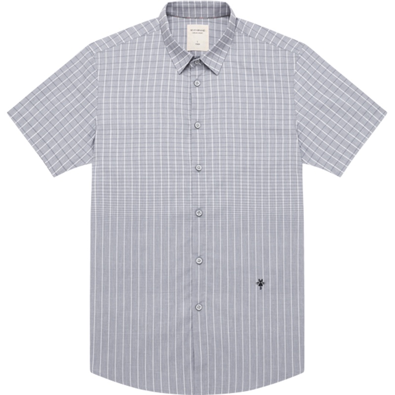 柒牌SEVEN男装夏季亚麻时尚休闲短袖格子衬衫